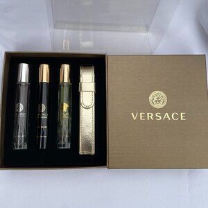 Versace Gift Set-Gold Case,Bright Crystal,Dylan Blue,Eros-10ml,0.3oz-4pc-BOX-NEW